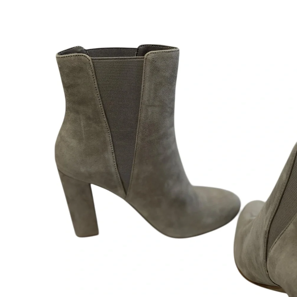 Steve Madden Suede Leather Ankle Effect Preppy Almond Toe Booties 7.5 Stone Gray